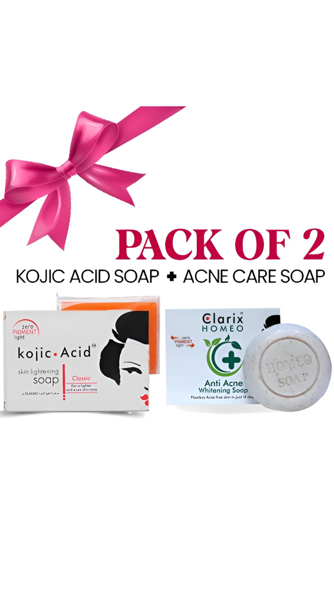 Clarix Ultimate Glow Kit - Kojic Acid Soap + Homeo Anti-Acne Soap