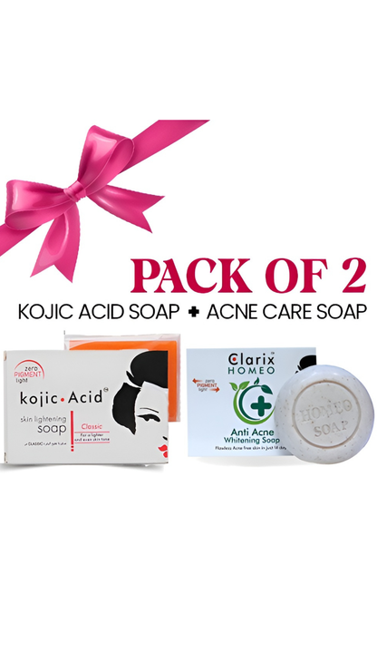 Clarix Ultimate Glow Kit - Kojic Acid Soap + Homeo Anti-Acne Soap