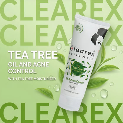 Clearex Kojic Acid Oil & Acne Control Facial Wash with Tea Tree Moisturizer